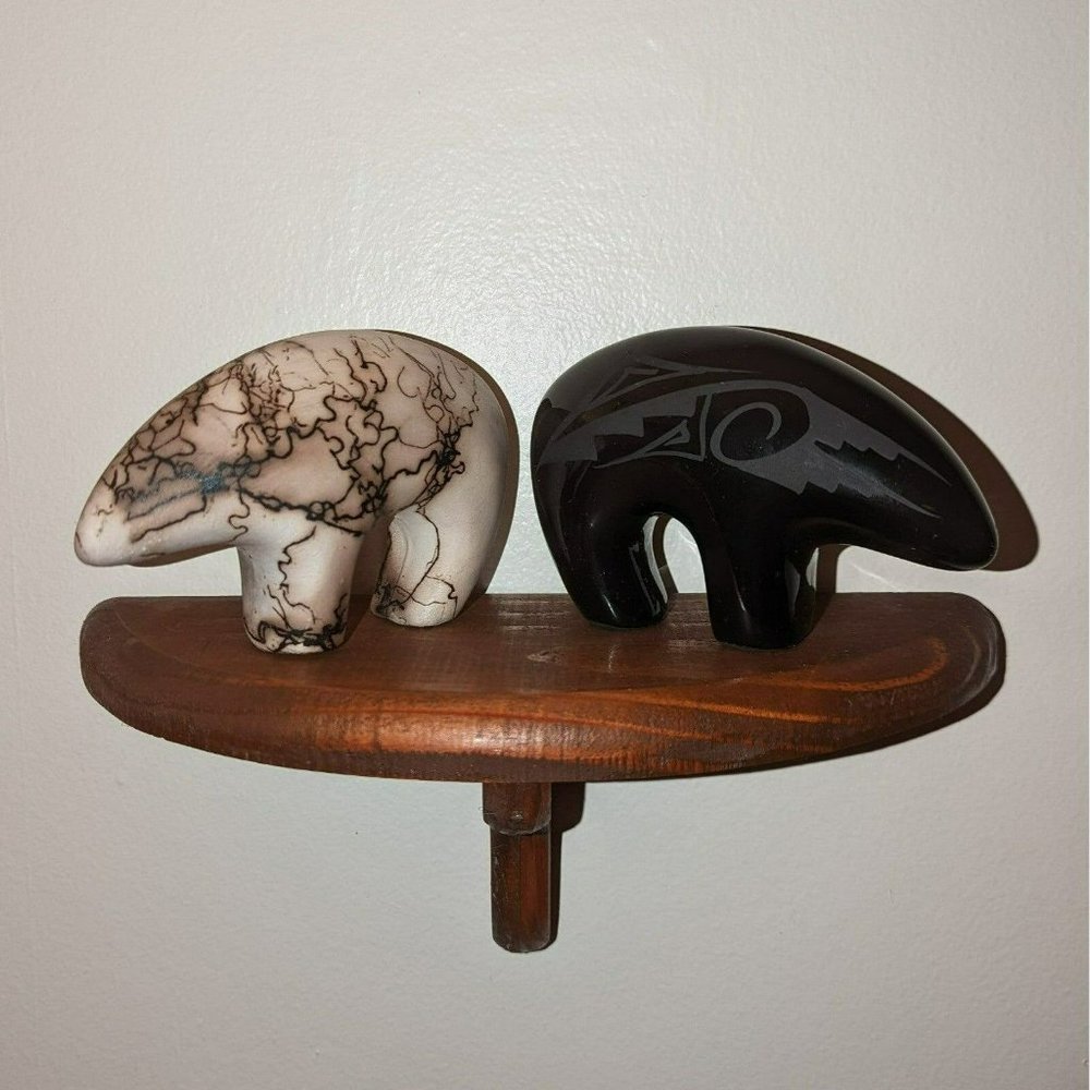 Set Of Vintage Navajo Pottery Bears - Antique Signed‎ Native American Sculptures